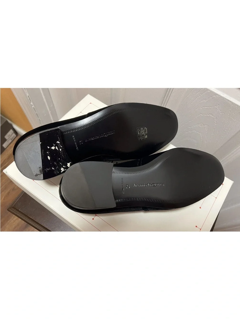 Alexander McQueen Black Velvet Crystal Embellished Slip-On Flats - 9/42 NWT